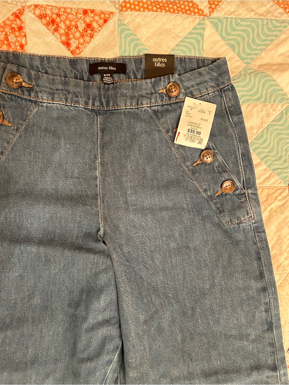 Light Blue High-Waist Button Detail Jeans for Women